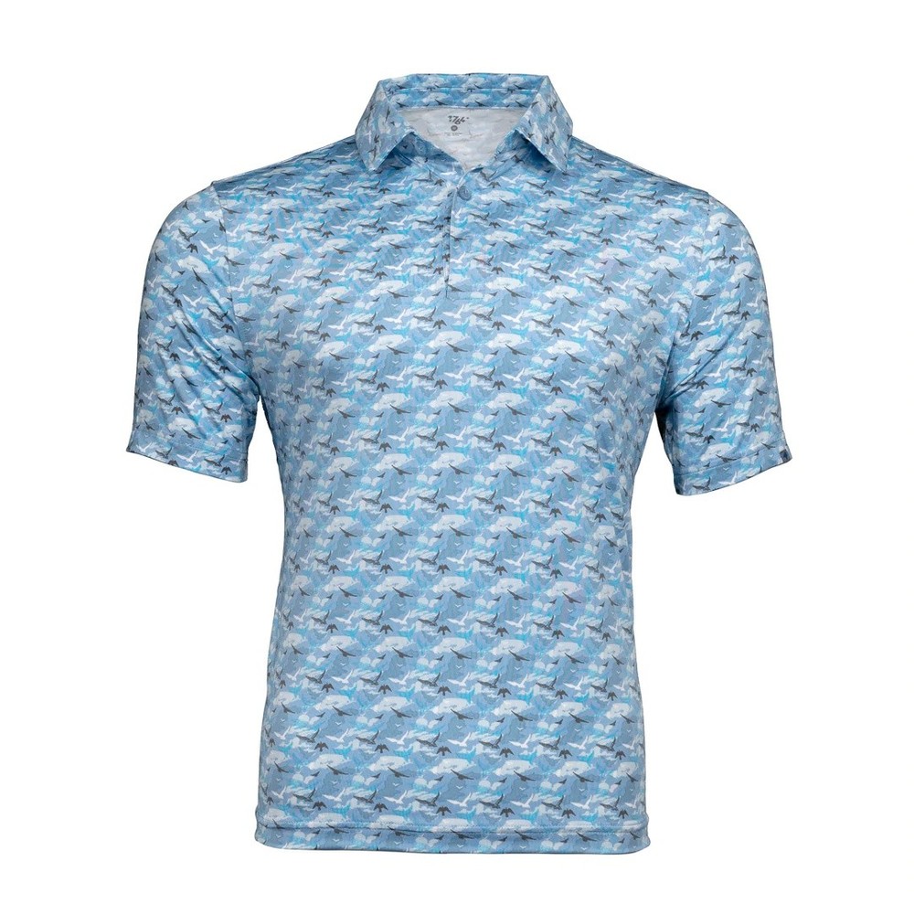 1764 Flock of Birds Men's Short Sleeve Golf Polo Shirt - Light Blue - Size XL